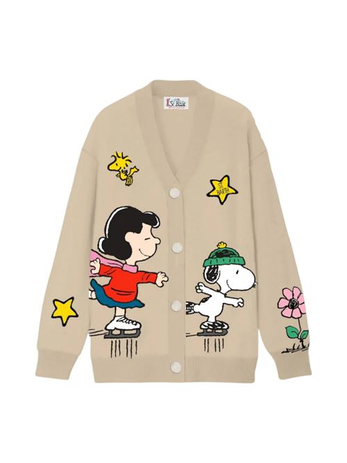 Cardigan per bambini MC2 Saint Barth Kids beige con stampa Peanuts Snoopy Skating MC2 SAINT BARTH | SASI02413